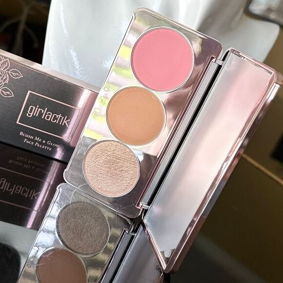 GIRLACTIK Blush Me & Glow Face Palette Pink Blush Bronzer Highlight Trio Light - Picture 8 of 11